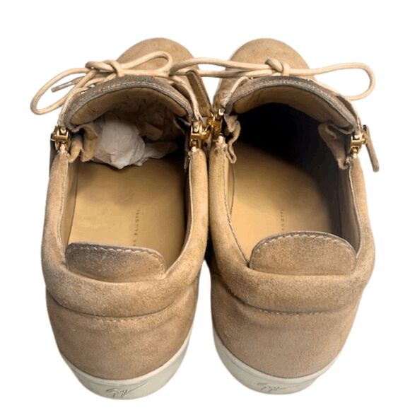 Giuseppe Zanotti Men's Suede Leather Zip Detail Low Top Sneakers Tan Size 12 - Picture 6 of 8